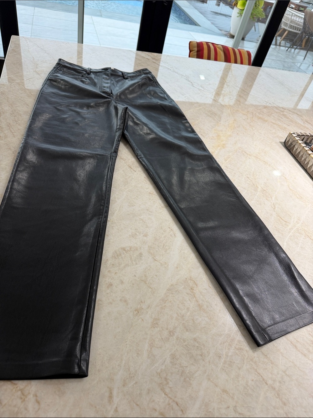 Wilfred Black Faux Leather Straight-Leg Pants